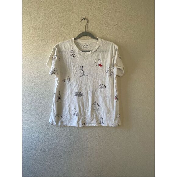 J. Crew Women's Cotton Printed Graphic T Shirt Size Medium‎ - Picture 1 of 5
